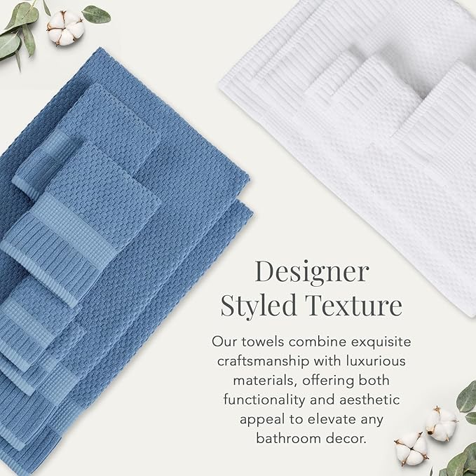 NY Loft 100% Cotton 2 Pack Bath Sheet Towel Set | Absorbent Quick-Dry Oversize Bath Towels | Textured and Durable Cotton | Bright White