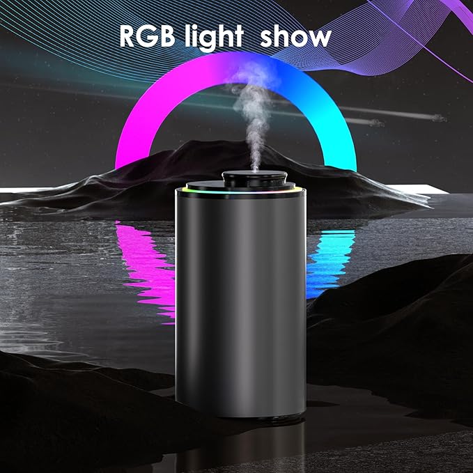 Waterless Essential Oil Diffuser, Diffuser,Portable Aromatherapy Diffuser,Light Show,3 Countdown Timers & 3 Mist Levels for Home, Room, Car, Office (Black)