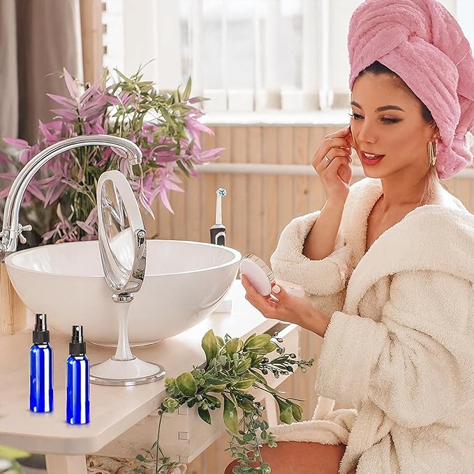 100 PCS 3.4 oz Plastic Spray Bottles with Fine Mist Nozzles for Essential Oil Travel and Refillable Cosmetic Use(Blue)