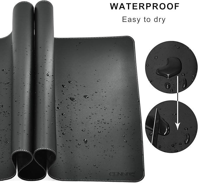 CENNBIE Leather Desk Mat Pad Blotter Protector, Extra Large Desk pad, Laptop Keyboard Mouse Pad 39.3" x 19.6"(Black)