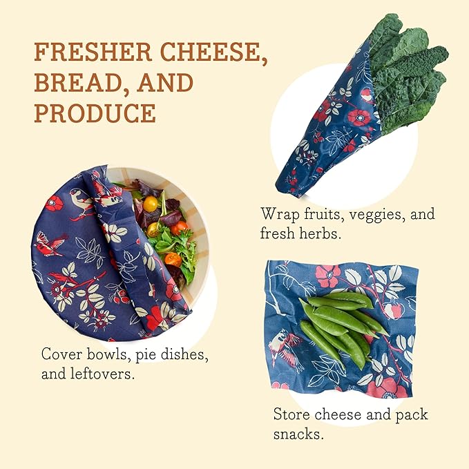 Bee's Wrap Beeswax Wraps for Food - Cut to Size 14x52" Wax Paper Roll - Made in USA Reusable Waxed Paper & Bowl Covers - Organic & Eco-Friendly Alternative to Aluminum Foil & Plastic Wrap, Botanical