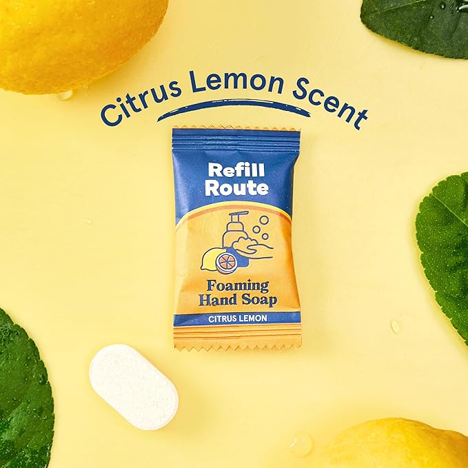 Foaming Hand Soap Tablet Refills Refill Route-6 Pack Foaming Soap Tablets For 6 x 8fl oz Bottles- Plant-Based Refill Tablets- Cleansing & Moisturizing - Lemon Scent