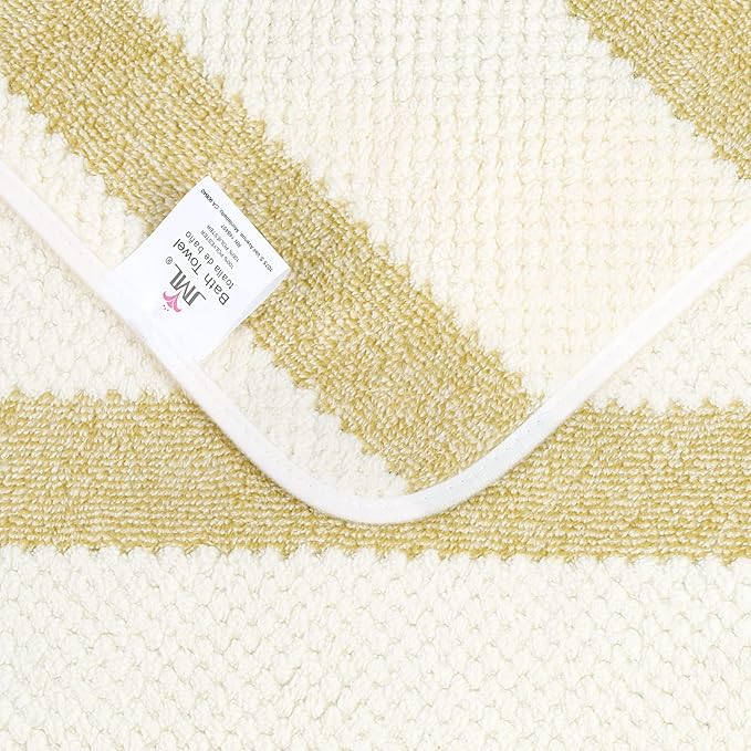 JML Microfiber Bath Towels, Bath Towel 2 Pack(30" x 60"), Oversized, Soft, Super Absorbent and Fast Drying, Multipurpose Use for Sports, Fitness, Yoga, Waffle Stripe Light Brown