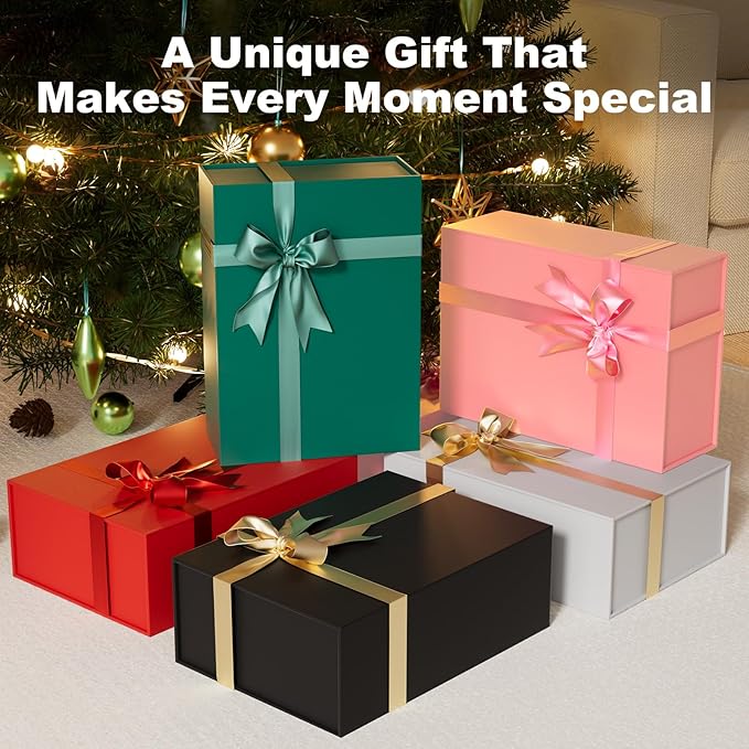 Large Black Gift Box with Lid: 2 Pack 13.5×10×5 Inches - Strong Magnetic Closure for Christmas Wedding Birthday Gifts – Perfect for Couples Friends Family