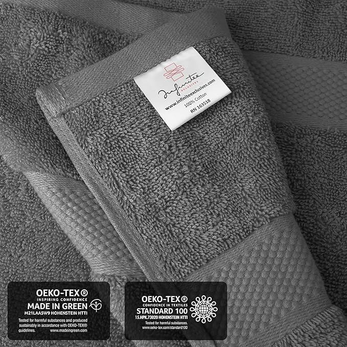 Infinitee Xclusives– Luxury Bath Sheets Towels – 2 Pack 600 GSM (35X70 Inches)– 100% Ring Spun Cotton Large Bath Towels for Bathroom (Shadow Grey, Bath Sheet Pack of 2)