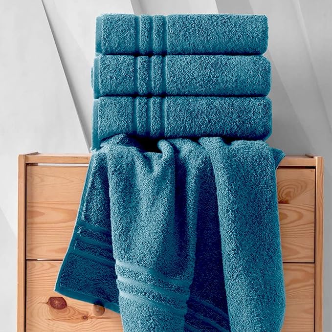Cotton Bath Towel – Large 30x60 Inches, Soft, Thick & Absorbent Towel for Bathroom, Spa, or Home Use (Blue, 4 Pack – 30"x60")