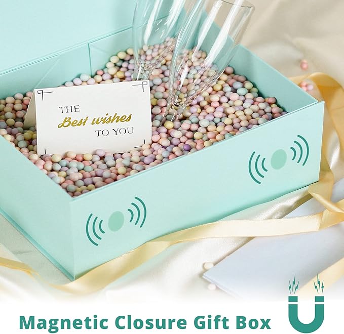 Luxury Large Gift Box 13.8"x9"x4.3" Storage Box Ribbon Magnetic Closure for Luxury Packaging Box for Mother's Day, Birthdays, Bridal Gifts,Weddings