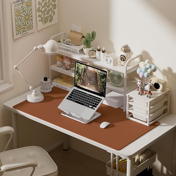 Aothia Leather Desk Pad Protector, Office Desk Mat, Large Mouse Pad, Laptop Desk Pad, Non-Slip PU Leather Desk Blotter, Waterproof Desk Writing Pad for Office and Home (Brown, 47" x 24")