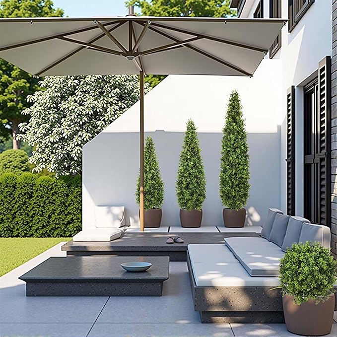 5FT Artificial Boxwood Topiary Tree Fake Topiary Potted Plants for Home Office Garden Indoor Outdoor Decoration 59INCH(2PACK)