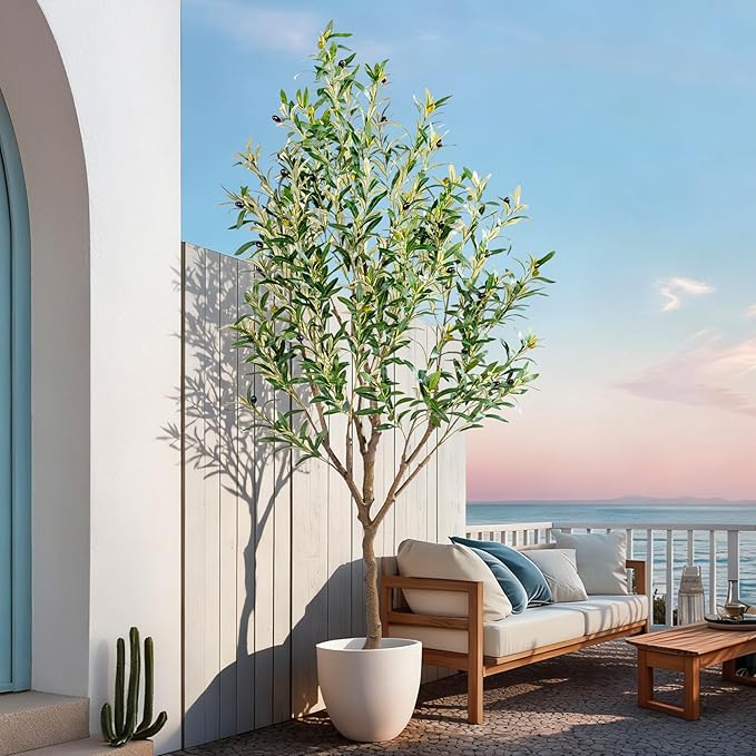 6ft Artificial Olive Tree Faux Olive Plant for Home Decor, Large Fake Olive Tree Modern Farmhouse Style, Floor Plant for Indoor Artificial Trees for Home Decor Indoor, Arbol de Olivo Artificial