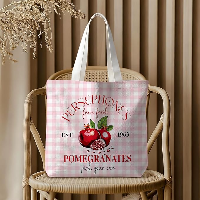 Animals-Flowers-Fruits-Bow Valentines Canvas Heart Tote Bag, Coquette Reusable Shopping Grocery Bags