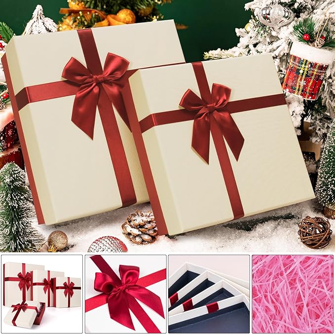 Eerbaier Gift Boxes with Lids for Presents, Set of 4 Gift Boxes for Presents, Luxury Gift Wrap Boxes, Decorative Present Boxes for All Gift Giving Occasions