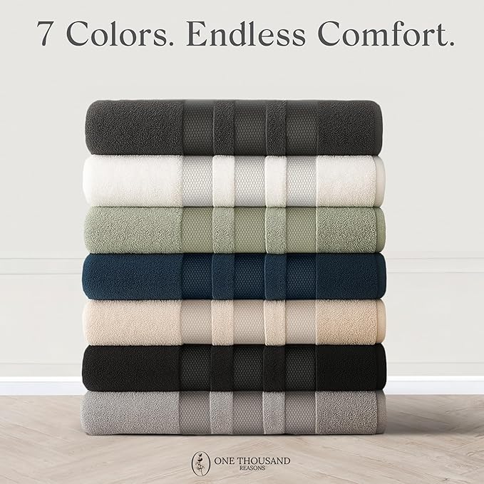 Premium Staple Cotton Bathroom Towel Set - Gray 600 GSM 6-Piece Luxury Bath Towel Set 3 Stripe - 2 Bath Towels, 2 Hand Towels & 2 Washclothes Set - High Absorbent & Quick Dry for Gym, Spa, Hotel