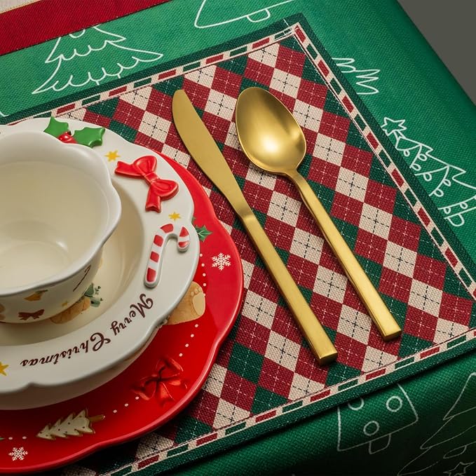 Alata Cube Gold 20-Piece Flatware Set, Forged Cutlery Set, Matte Gold Silverware Service for 4, Stainless Steel Tableware with Square Handle for Home/Restaurant, Dishwasher Safe