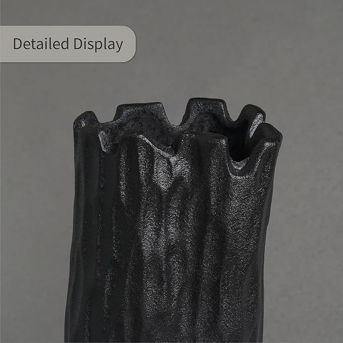 Black Matte Ceramic Vase, Organic Nature Shape, 10.7 Inch Boho Nordic Ins Style Decorative Flowers Vase, Living Room Bedroom Entryway Minimalist Centerpiece Decor, Birthday Gifts for Women