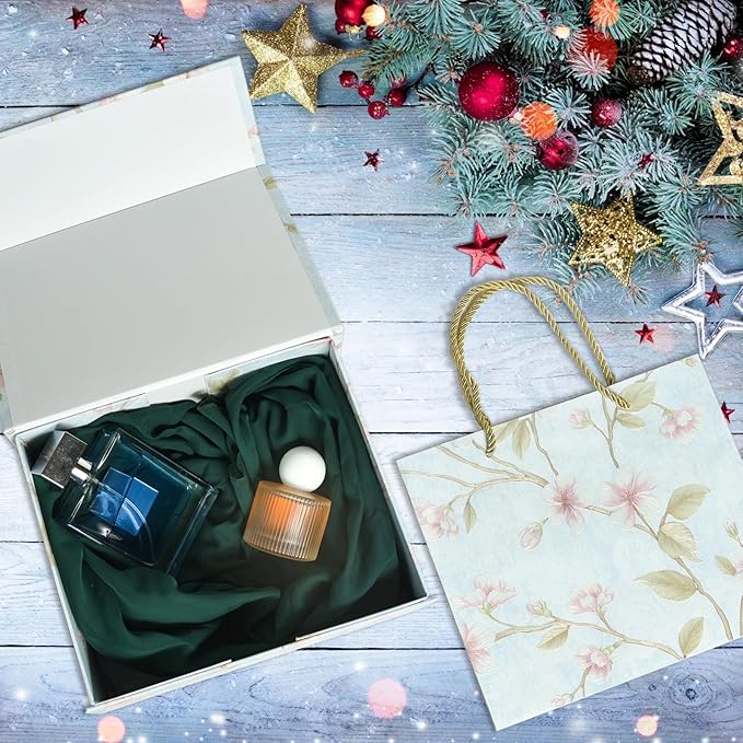 Luxury Gift Box with Magnetic Lid, Finished Size 9.8×7.9×4 In,Collapsible Rectangle Storage Box with Gift Bag for Wedding,Birthday, Valentine's Day,Christmas,Graduation Gift