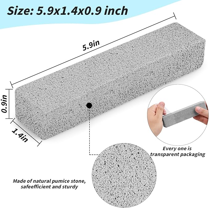 90 Pack Pumice Stones Bulk for Cleaning - Grey Pumice Scouring Pad, Pumice Stick Cleaner for Removing Toilet Bowl Ring, Bath, Household, Kitchen, Pool, 5.9 x 1.4 x 0.9 Inch