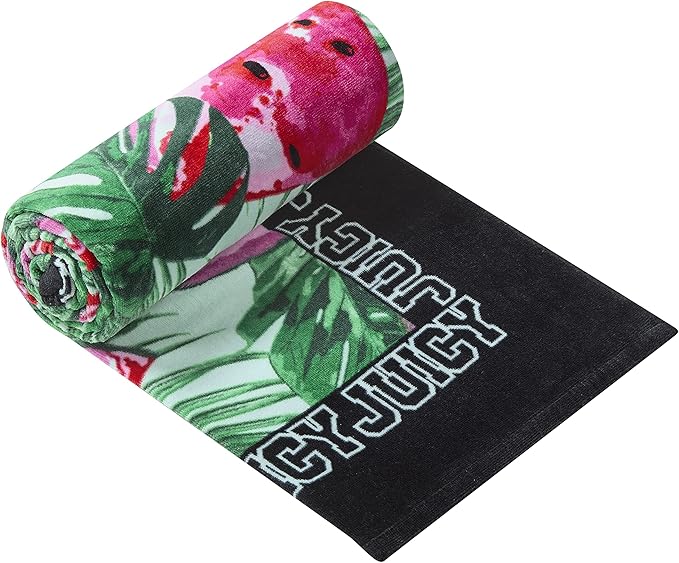 Juicy Couture 100% Cotton Extra Large Beach Towels Oversized Clearance, Pool Towels, Bath Towels - Lightweight & Quick Dry - 36" x 68" (1 Pack) - Pink Flamingo Stripe Pattern Adults Towel