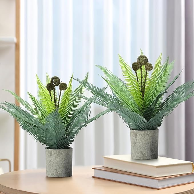 2 Pack Small Fake Plants Potted Artificial Plants Indoor for Home Decor Office Room Farmhouse Indoor Table Bathroom Decor