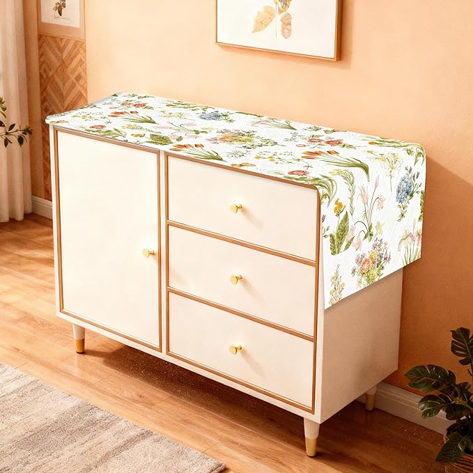 Floral Table Runner, Modern Art Farmhouse Runners 13x72 Inches Long for Dining Tables Decor, Cottagecore Style, Party and Home Decoration