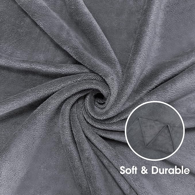 JML Large Bath Towels for Adult, Microfiber Towels for Body, 1.5 lbs, Pack of 2, 30" x 60", Soft Absorbent, No Fading, Lint-Free for Hair Wrap, Bathroom, Dorms, Hotel, Swim, Pool, Shower, Grey