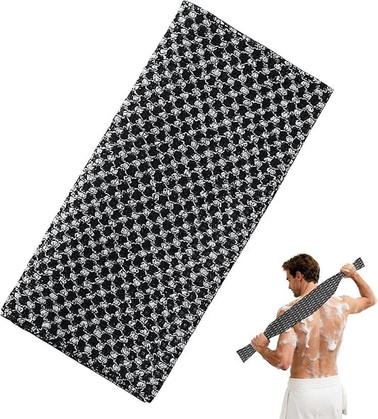 Quick Drying Bath Towel, Gentle Skin, Super Absorbent Cotton, Extendable Back Brush, Home Spa Accessory for Bathroom Shower Sauna Indoor Daily Use Family Adults Kids