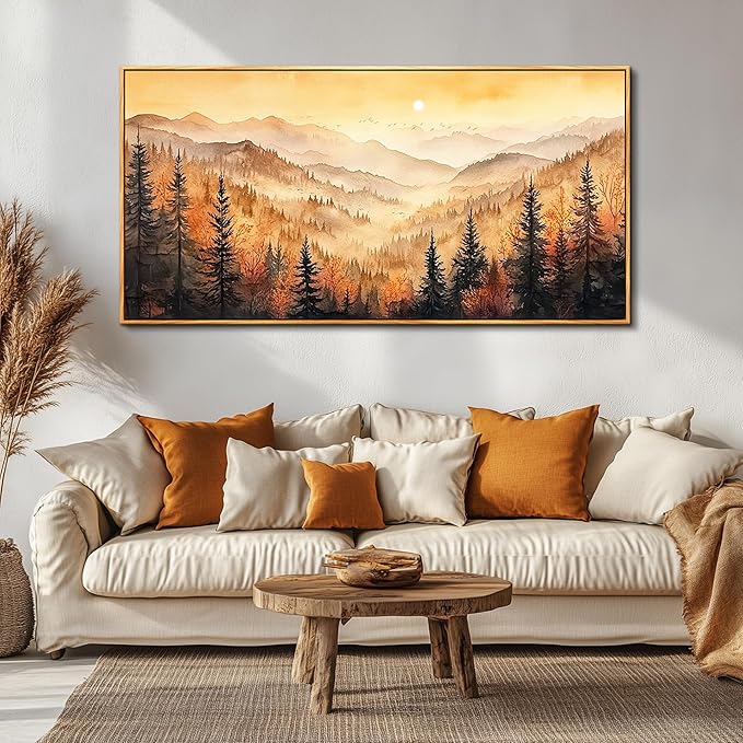 FUHAIHUA Wood Framed Canvas Wall Art For Living Room Large Wall Decor For Office Bedroom Decorations Forest Landscape Pictures Farmhouse Painting Artwork Room Wall Mural Aesthetic Home Decor 30x60 In