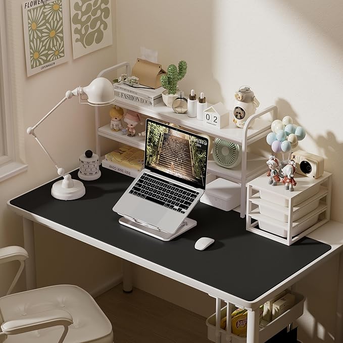 Aothia Leather Desk Pad Protector, Office Desk Mat, Large Mouse Pad, Laptop Desk Pad, Non-Slip PU Leather Desk Blotter, Waterproof Desk Writing Pad for Office and Home (Black, 55" x 24")