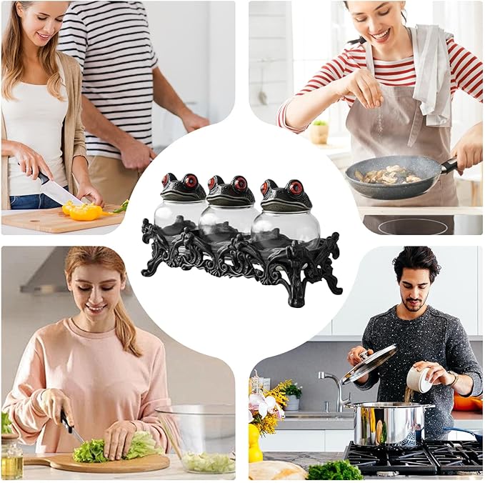 Glass Seasoning Jars with Lids,Gothic Apothecary Sugar Canister - Glass Candy Jar with Lid - for Kitchen Pantry Cabinet Counter Food Home House Camping