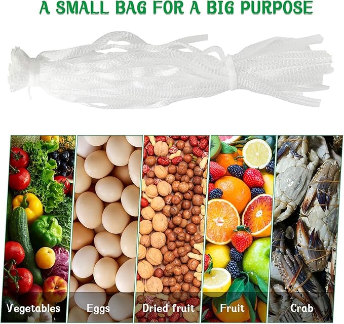 100Pcs 24’’ Reusable Mesh Produce Bags, Onion Fruits Net Bags and Seafood Boil Bag for Crab Clam Crawfish, Mesh Storage Bag for Grocery Shopping Storage of Fruits Vegetable Seafood & Garden Produce