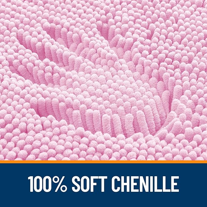 OLANLY Bathroom Rugs 36x24, Extra Soft Absorbent Chenille Bath Rugs, Rubber Backing Quick Dry, Machine Washable Bath Mats for Bathroom Floor, Tub and Shower, Home Decor Accessories, Pink