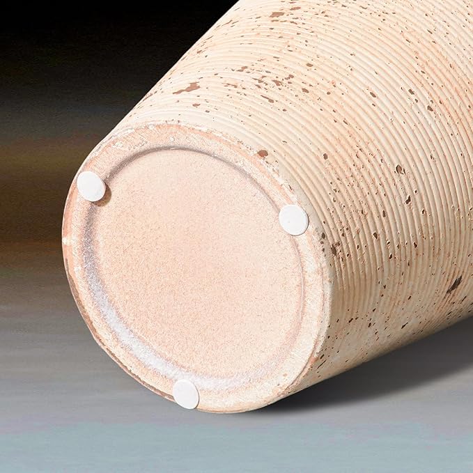 Ceramic Flower Vase, 11 inch Rustic Farmhouse Vase, Pottery Decorative Vases for Home Decor, Living Room, Shelf, Mantle, Entryway, Table Decor, White