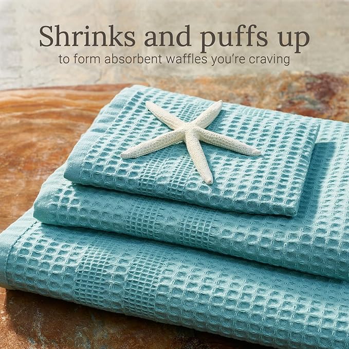 GILDEN TREE Waffle Bath Sheet Large Bath Towels Quick Dry Thin Body Towels, 40x80 Oversized Bath Towels for Adults, 2 Pack Bath Sheet Set, Classic Style (Seafoam)