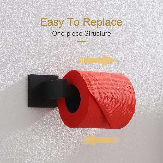 KOKOSIRI Black Toilet Paper Holders Bathroom Toilet Paper Roll Holder SUS304 Stainless Steel Contemporary Wall Mounted, Matte Black, B2003BK