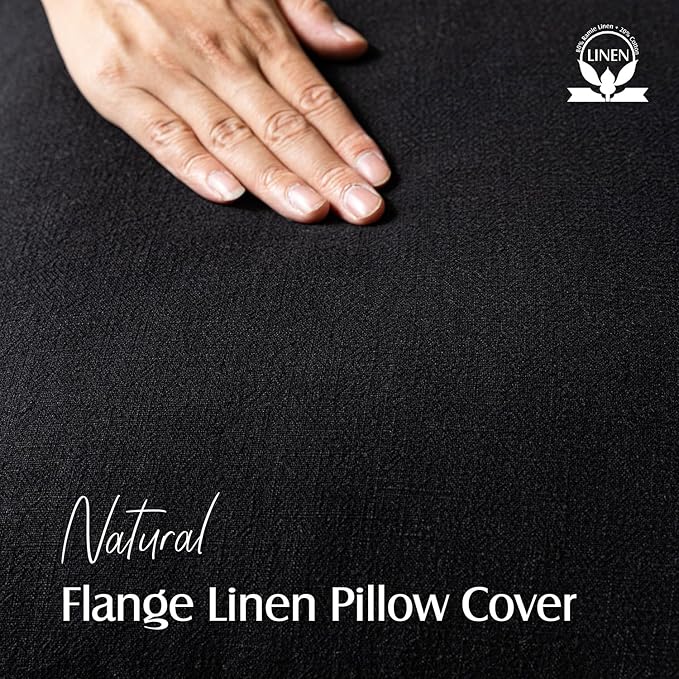 Foindtower Pack of 2, Decorative Linen Soild Throw Pillow Covers Soft Accent Cushion Case Boho Farmhouse Neutral Pillowcase for Chair Couch Sofa Bedroom Living Room Home Decor 18 x 18 Inch Black