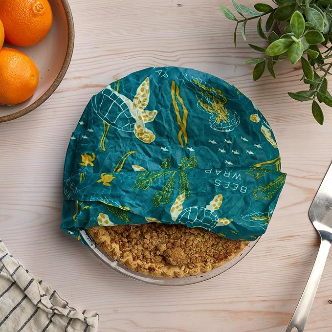 Bee's Wrap Beeswax Wraps for Food - Cut to Size 14x52" Wax Paper Roll - Made in USA Reusable Waxed Paper & Bowl Covers - Organic & Eco-Friendly Alternative to Aluminum Foil & Plastic Wrap, Ocean