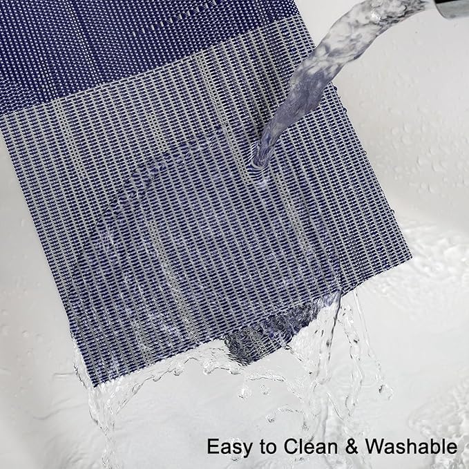 Placemats Set of 8, Vinyl Woven Place Mats Indoor Set of 8 Washable Wipeable PVC Table Mats Heat-Resistant Non Slip Plastic Placemat for Kitchen Dining Outdoor Table (Blue Gray, Set of 8)