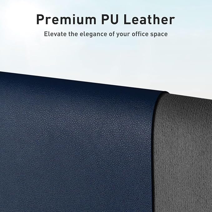 Aothia Leather Desk Pad Protector, Mouse Pad,Office Desk Mat, Non-Slip PU Leather Desk Blotter, Laptop Desk Pad, Waterproof Desk Writing Pad for Office and Home (Dark Blue,36" x 17")