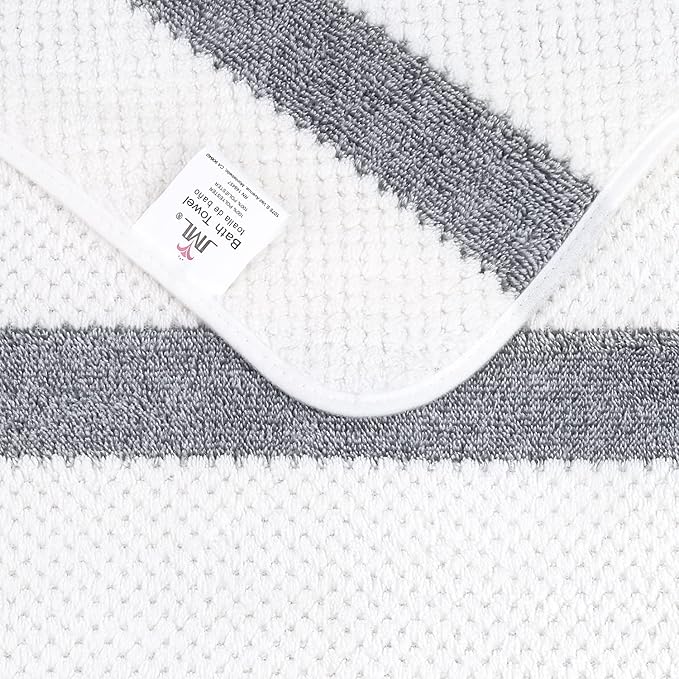 JML Bath Towels Set Pack of 2, Microfiber Bath Towel for Body, 30" x 60", Large, Oversized, Soft, Super Absorbent, Fast Drying, Use for Suana, Shower, Pool, Sport, Fitness, Yoga, Waffle Stripe Grey