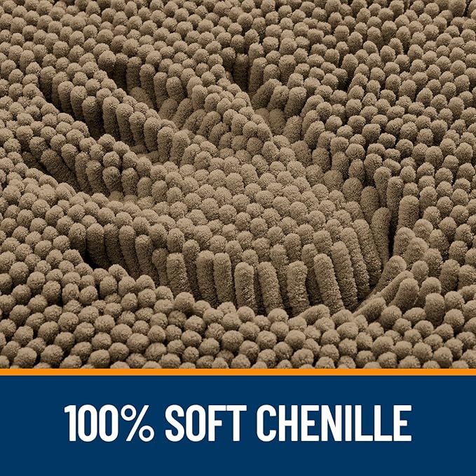 OLANLY Bathroom Rugs 44x24, Extra Soft Absorbent Chenille Bath Rugs, Rubber Backing Quick Dry, Machine Washable Bath Mats for Bathroom Floor, Tub and Shower, Home Decor Accessories, Tan