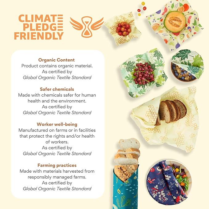 Bee's Wrap Beeswax Wraps for Food - Made in USA Reusable & Organic Food Wraps & Bowl Covers - Eco-Friendly Alternative to Aluminum Foil & Plastic Wrap, Honeycomb 5 Pack (2L, 3M)