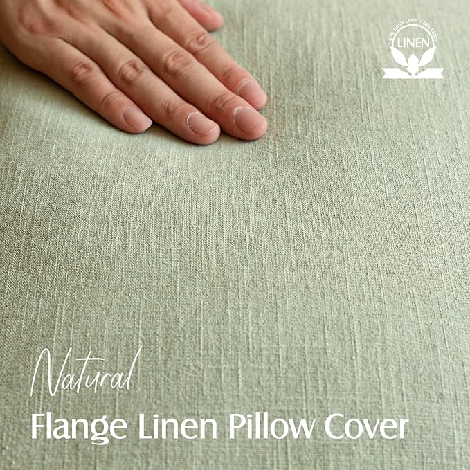 Foindtower Pack of 2, Decorative Linen Solid Throw Pillow Covers Soft Accent Cushion Case Boho Farmhouse Pillowcase for Chair Couch Sofa Bedroom Living Room Home Decor 26 x 26 Inch Light Sage Green