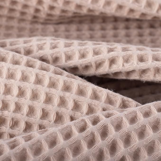 PÜSKÜL - Turkish Waffle Weave Towel Set - 100% Turkish Cotton Long-Staple Cotton, 4-Piece Bathroom Set (2 Bath, 2 Hand Towels) - Made in Turkey (Beige, Towel Set - 2 Hand & 2 Bath Towels)