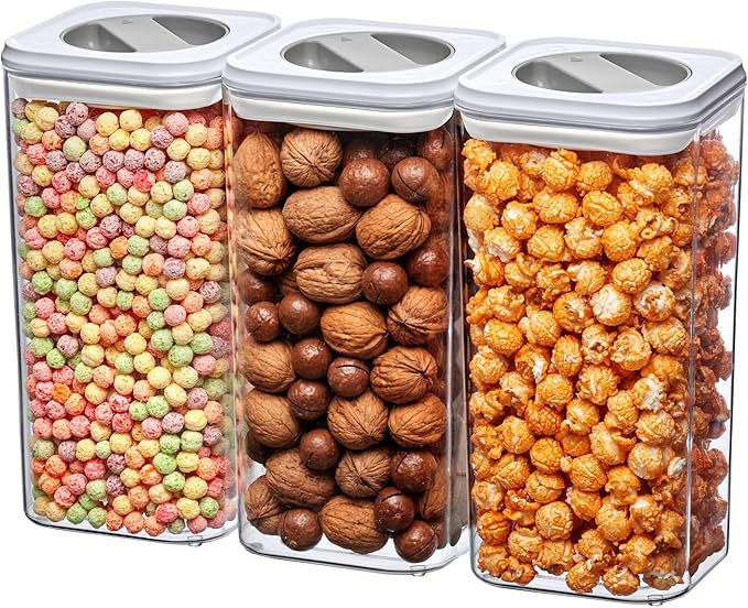 Amazing Abby - Carol - 112-Ounce Acrylic Canister (Set of 3), Plastic Airtight Food Container, Stackable for Pantry Storage, BPA-Free and Shatter-Proof, Perfect for Home and Commercial Use