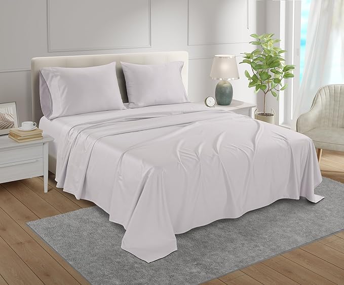 King Bed Sheets Deep Pocket King Sheet Set, 800 Thread Count Long Staple Fully Elasticated Egyptian Cotton Sheet & Pillowcase sets, Machine Wash No Pill Naturally Breathable Cotton Bedding-Lavender