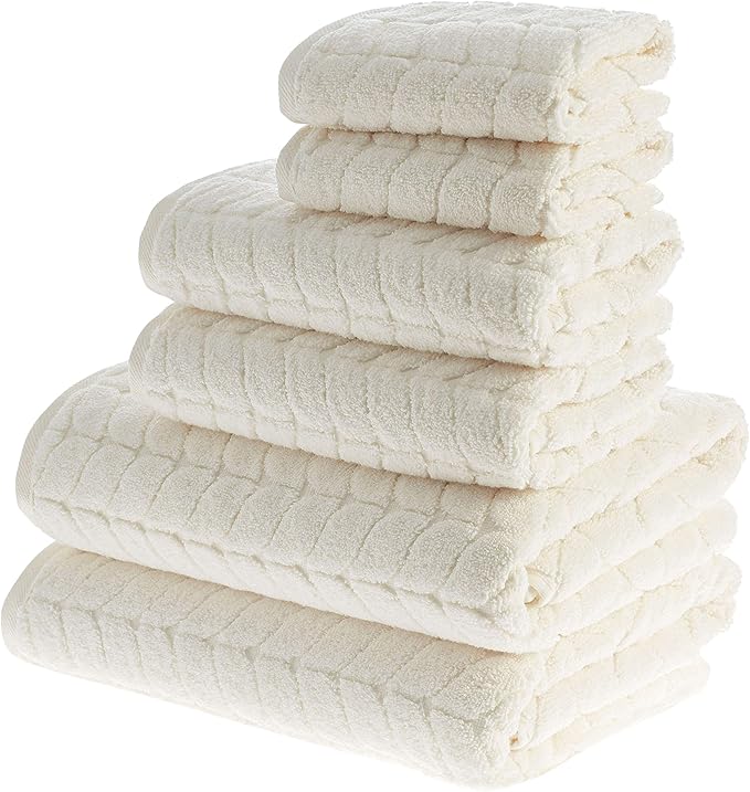 BAGNO MILANO Turkish Bath Towels, Soft Plush Jacquard Luxury Bath Towels, Quick Dry Towel Set (Cream, 4 Pcs Hand Towel Set)