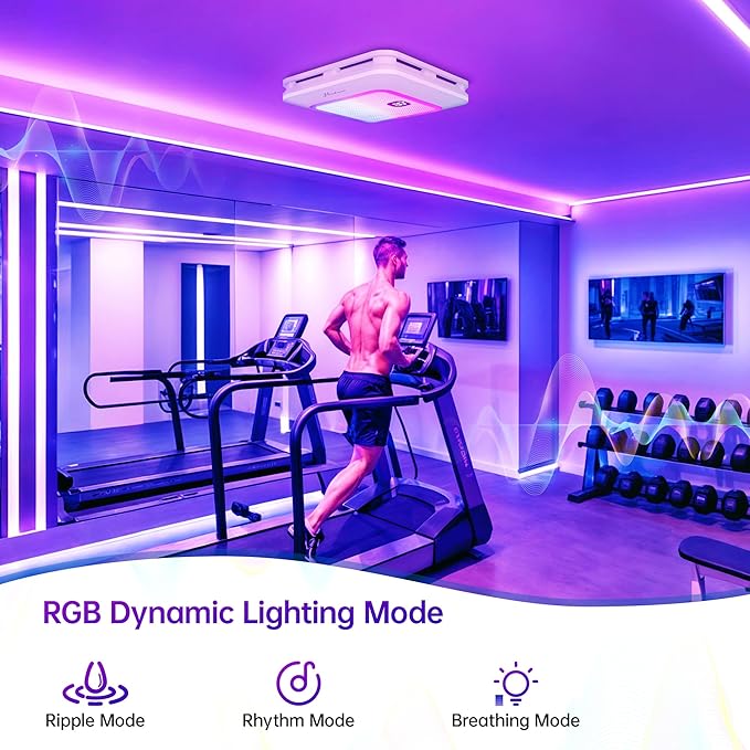 Bathroom Exhaust Fan with Bluetooth Speaker, 230 CFM 1.0 Sone Bathroom Exhaust Fan with Light, 3 Dynamic Light, 7 LED Color, 3 Color Temperatures, Nightlight,Remote, Easy Install (Ivory)