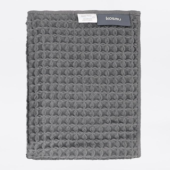 Luxury Japanese Cotton Waffle Bath Towel | Plush, Absorbent, and Quick Dry (Smoke Grey, Hand Towel, 32" x 16")