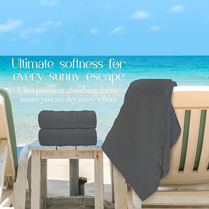 Premium Towel Set: Super absorbent, quick-drying, soft, plush. Features hanging loop, fade-resistant, eco & skin-friendly dyes. Luxury dobby design for bath or spa. (Charcoal, Bath Towel Set of 4)