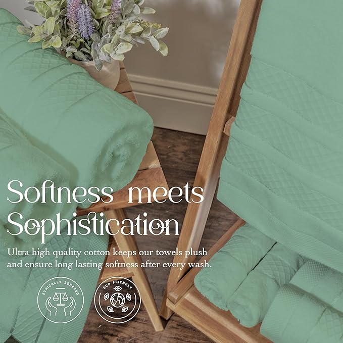 Premium Towel Set: Super absorbent, quick-drying, soft, plush. Features hanging loop, fade-resistant, eco & skin-friendly dyes. Luxury dobby design for bath or spa. (Teal, Bath Towel Set of 4)